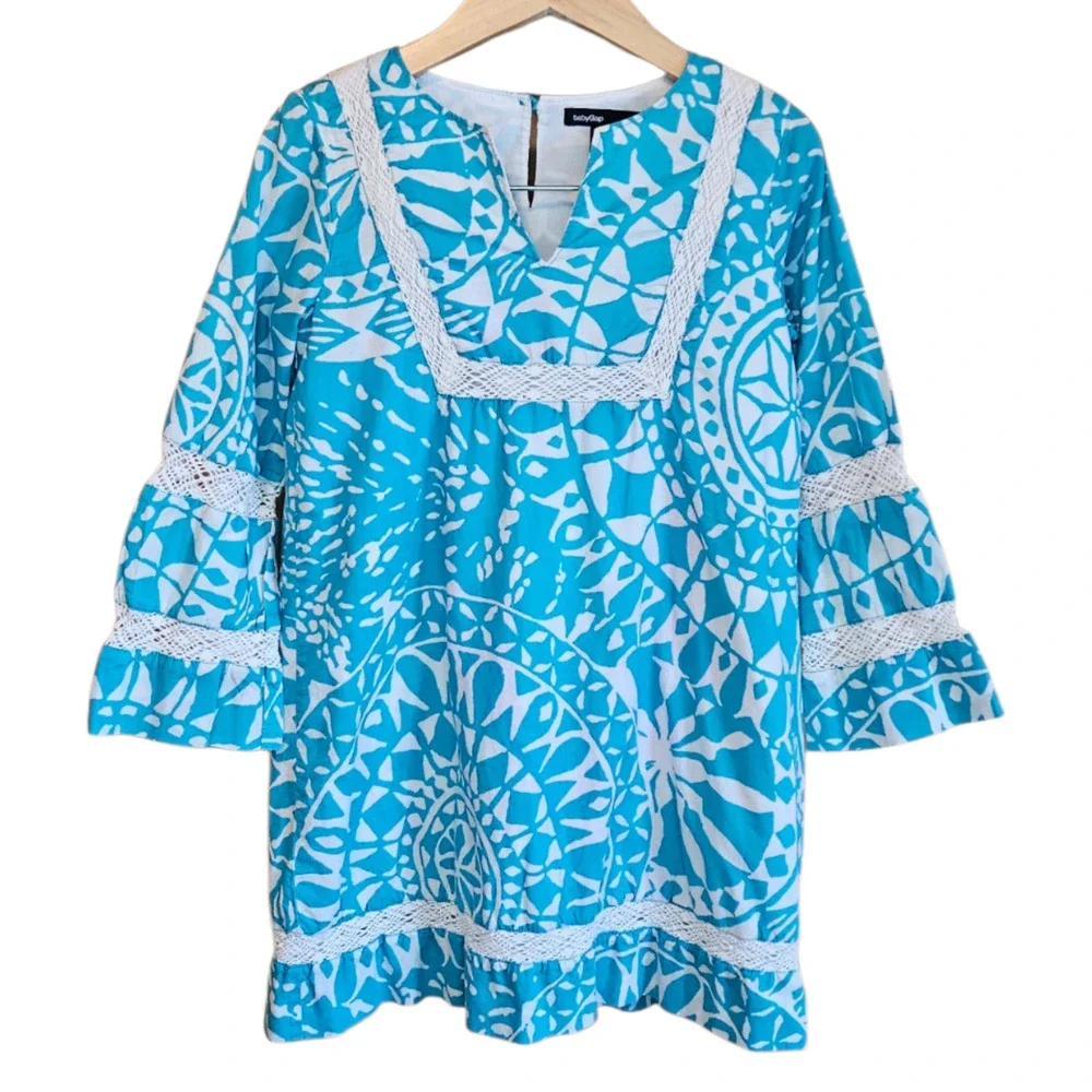 babyGap Toddler 4T 4 Years Turquoise Blue White Medallion Crochet Lace Dress